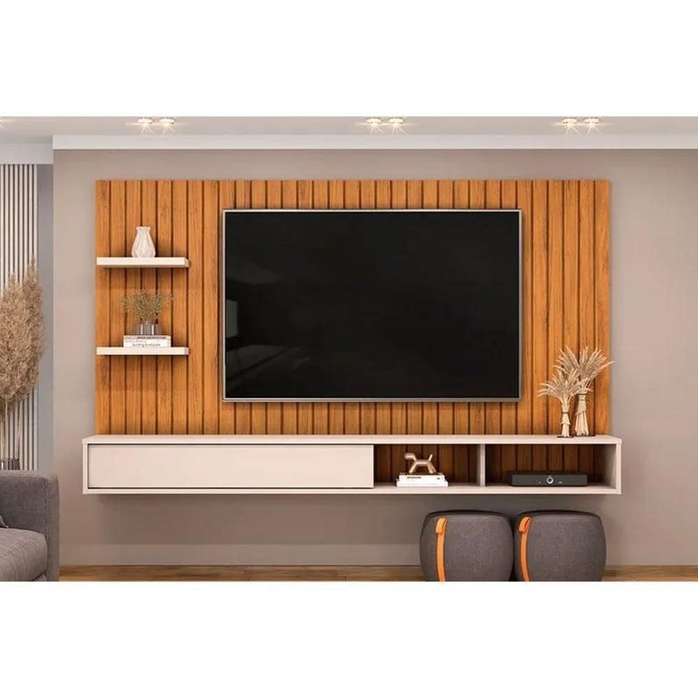 Painel Quarto P- Tv Até 60 Pol Friz 179x108cm Freijo-off White - Dj Móveis