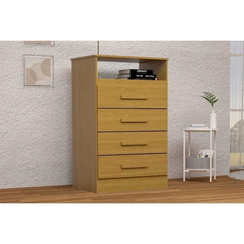 Cômoda De Quarto Jéssica C- 1 Nicho E 4 Gavetas Flex Cinamomo-cinamomo Ou Off White - Acp