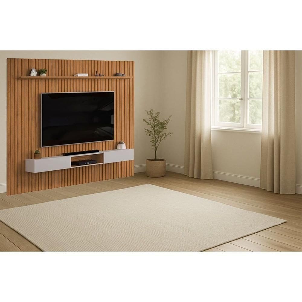 Painel Quarto P- Tv Trento 275x240cm Freijo-off White - Dj Móveis