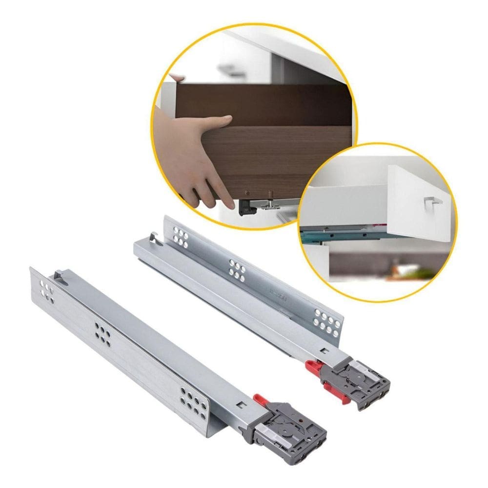 Par Corrediça Telescópica Oculta 50Cm Gaveta Amortecedor