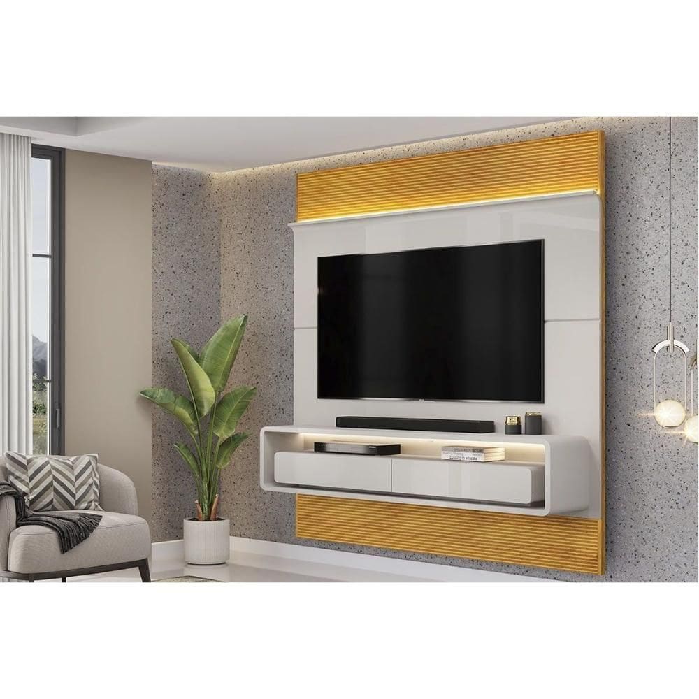 Painel Quarto P- Tv Até 70 Pol Taylor 179x207cm Bali-cedro - Dj Móveis