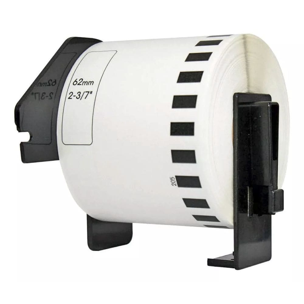 Rolo de Etiqueta Termica Compativel Brother DK22205 - 62mmX30,48mts Continua Preto/Branco