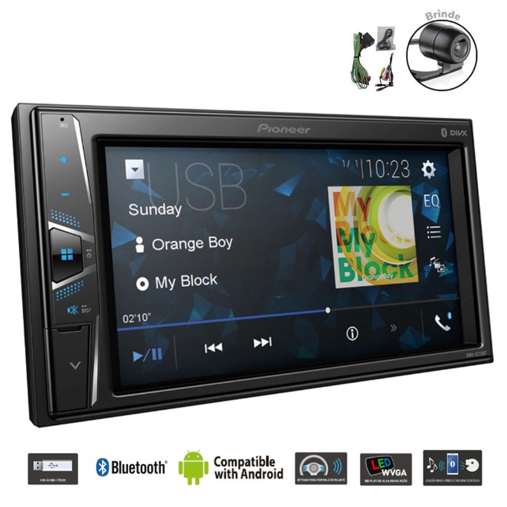 Multimidia Auto 2din Pioneer Bluetoot USB Aux DMH-G225BT+Cam
