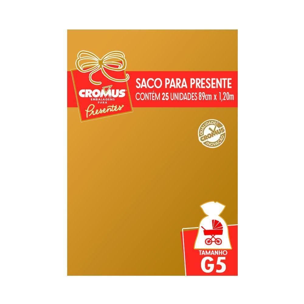 Saco Presente 89X120 Metalizado Dourado 25Un Cromus