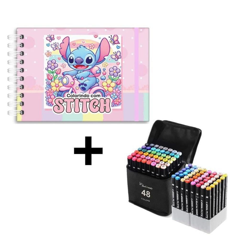 Kit 48 Canetinhas Marca Texto Ponta Dupla + Livro Colorir