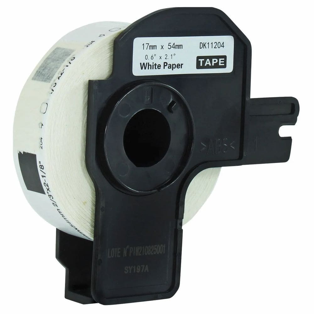 Rolo de Etiqueta Termica Compativel Brother DK11204 - 17mmX54mm 400 Etiquetas Preto/Branco