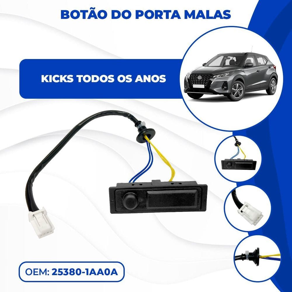 Botão Fechadura Elétrica Maçaneta Abertura Porta Malas Kicks