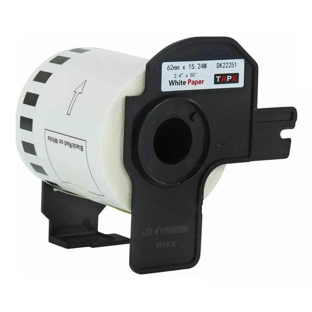 Rolo de Etiqueta Termica Compativel Brother DK22251 - 62mmX15,24mts Continua Preto/Vermelho