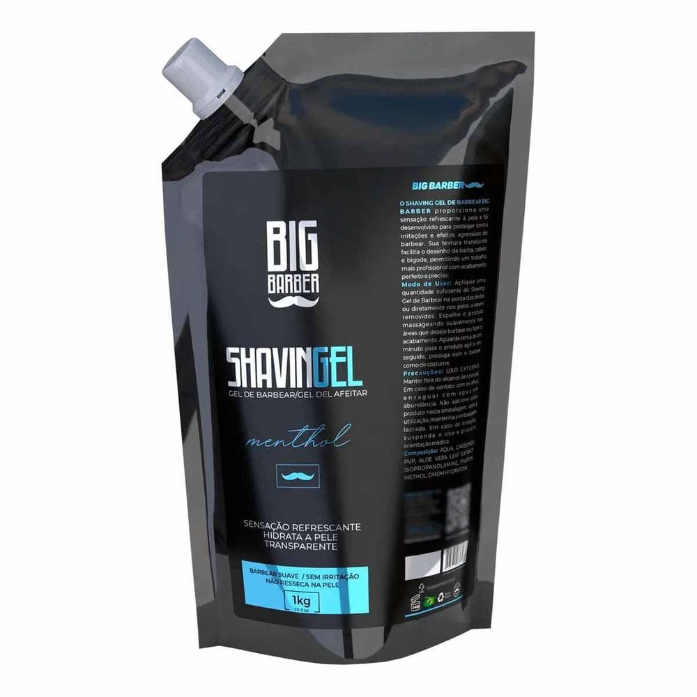 Shaving Gel De Barbear Menthol 1Kg Refil Big Barber