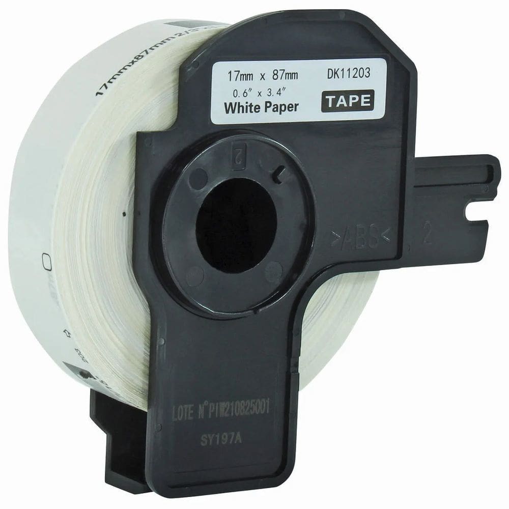 Rolo de Etiqueta Termica Compativel Brother DK11203 - 17mmX87mm 300 Etiquetas Preto/Branco