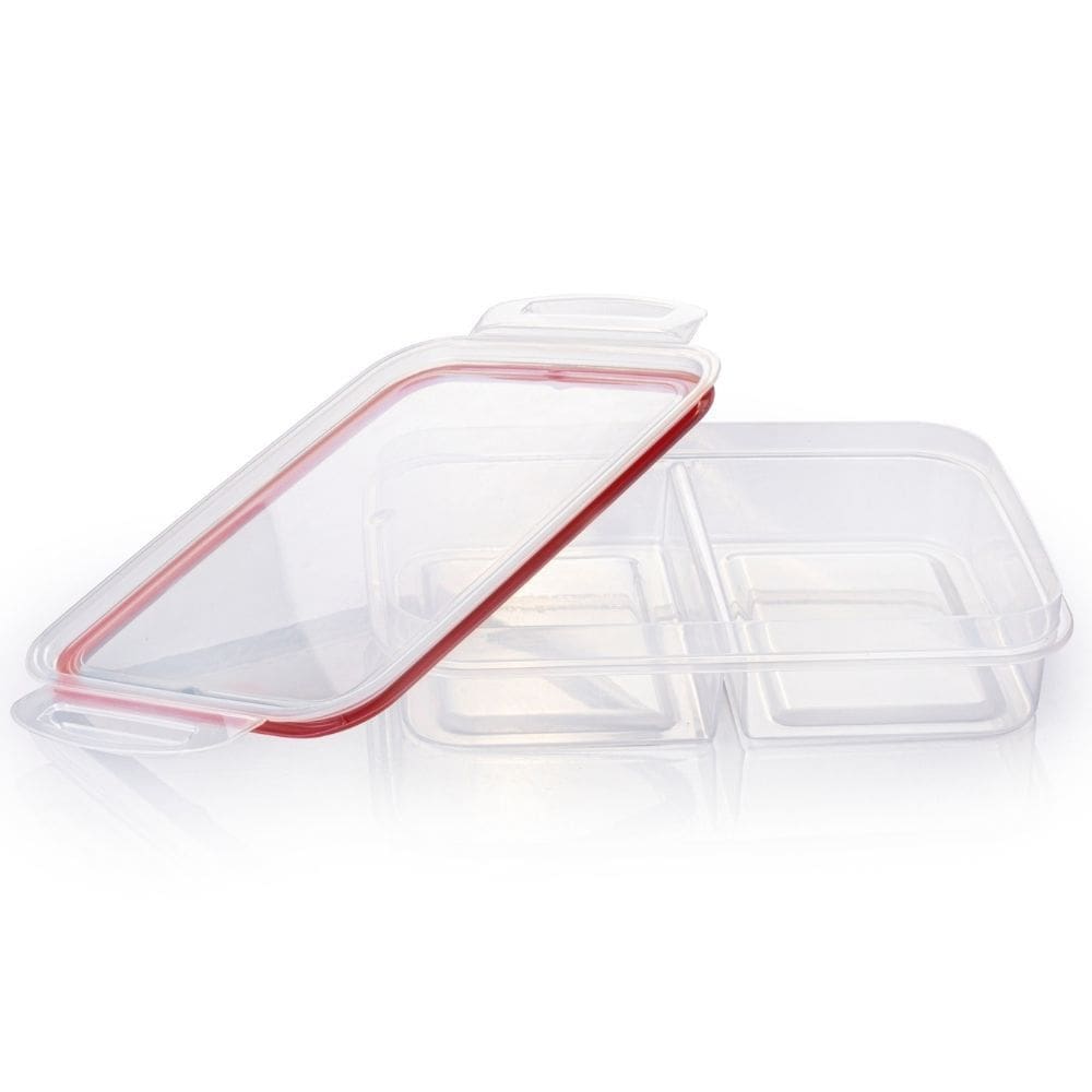 Porta frios hermético Trava Mais com 2 divisórias vermelho Plasutil ref.13386