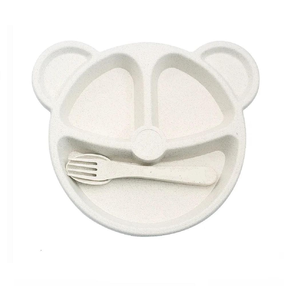 Kit Refeição Infantil Urso Com Divisórias - Rosa