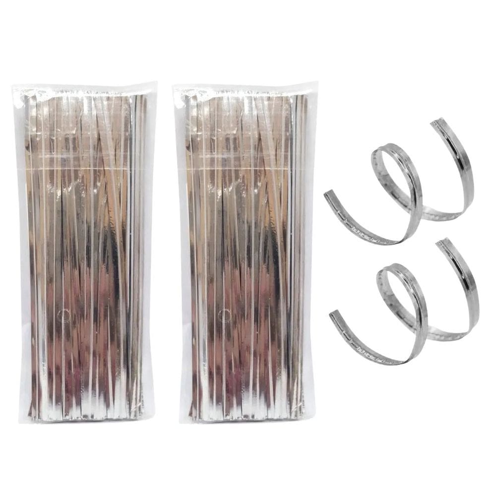 Kit 200 Fecho Prático Aramado Flexível Prata 11cm x 4mm - Magizi