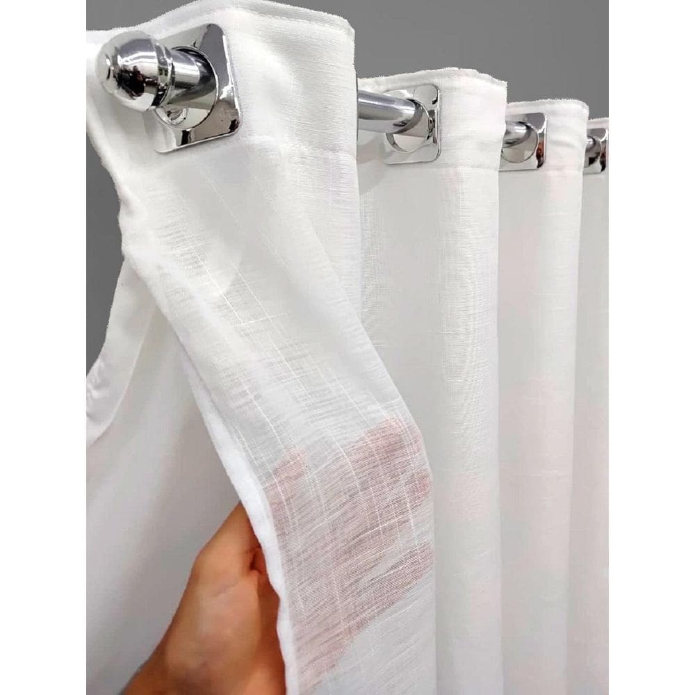 Cortina Voil Gaze Linho Branco 4,00X2,80 Forro Microfibra