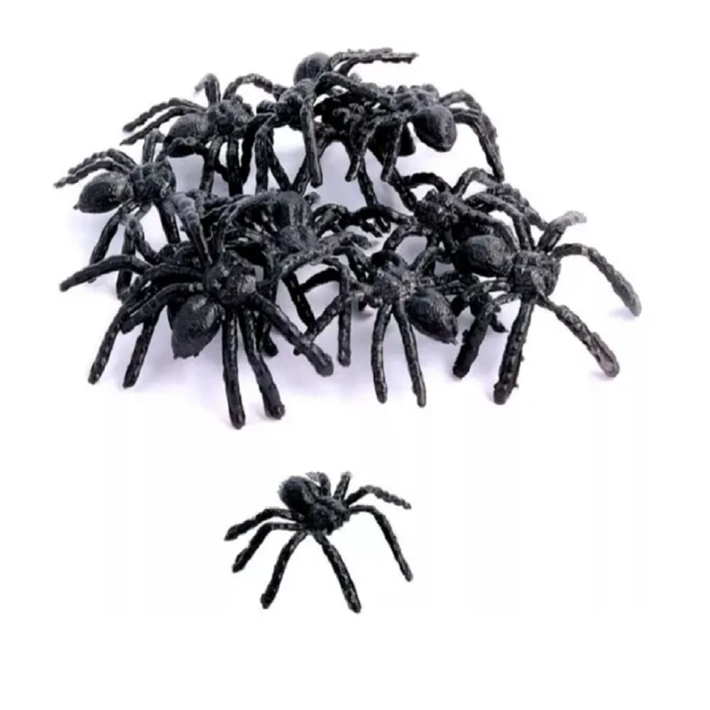 Kit C/ 50 Pçs de Mini Aranhas Preta Fake Festas Pegadinhas