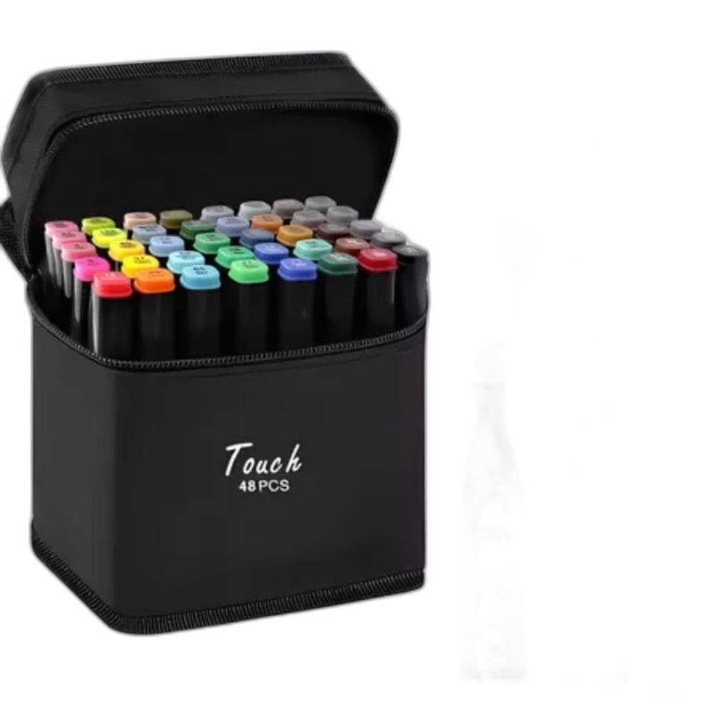 Kit Caneta Marcador Canetinha Ponta Dupla 48 Cores