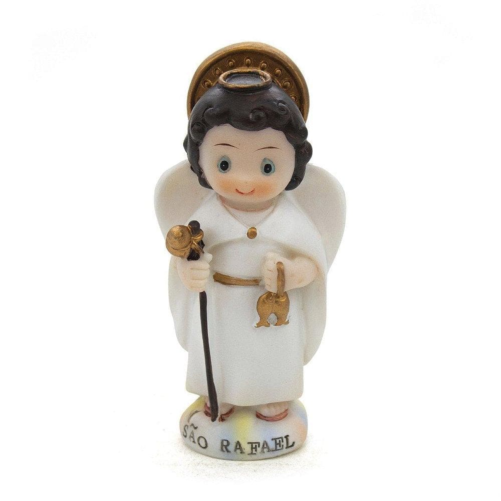 Imagem São Rafael Arcanjo Infantil Importada Resina 8 Cm
