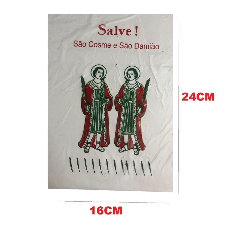 Kit 100 Sacos De Plástico Festa Cosme E Damião 16X24