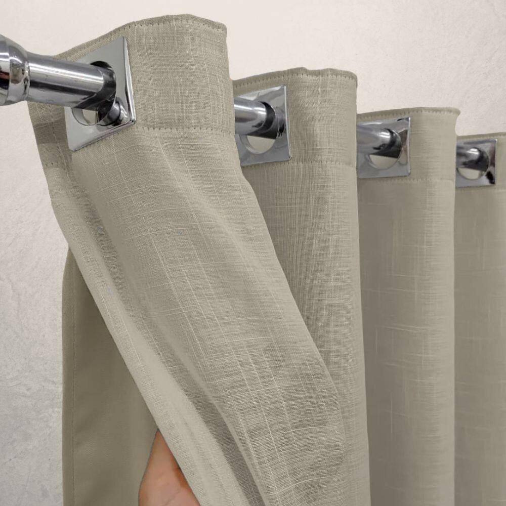 Cortina Voil Gaze Linho Palha 6,00X2,50 Forro Blackout Alto