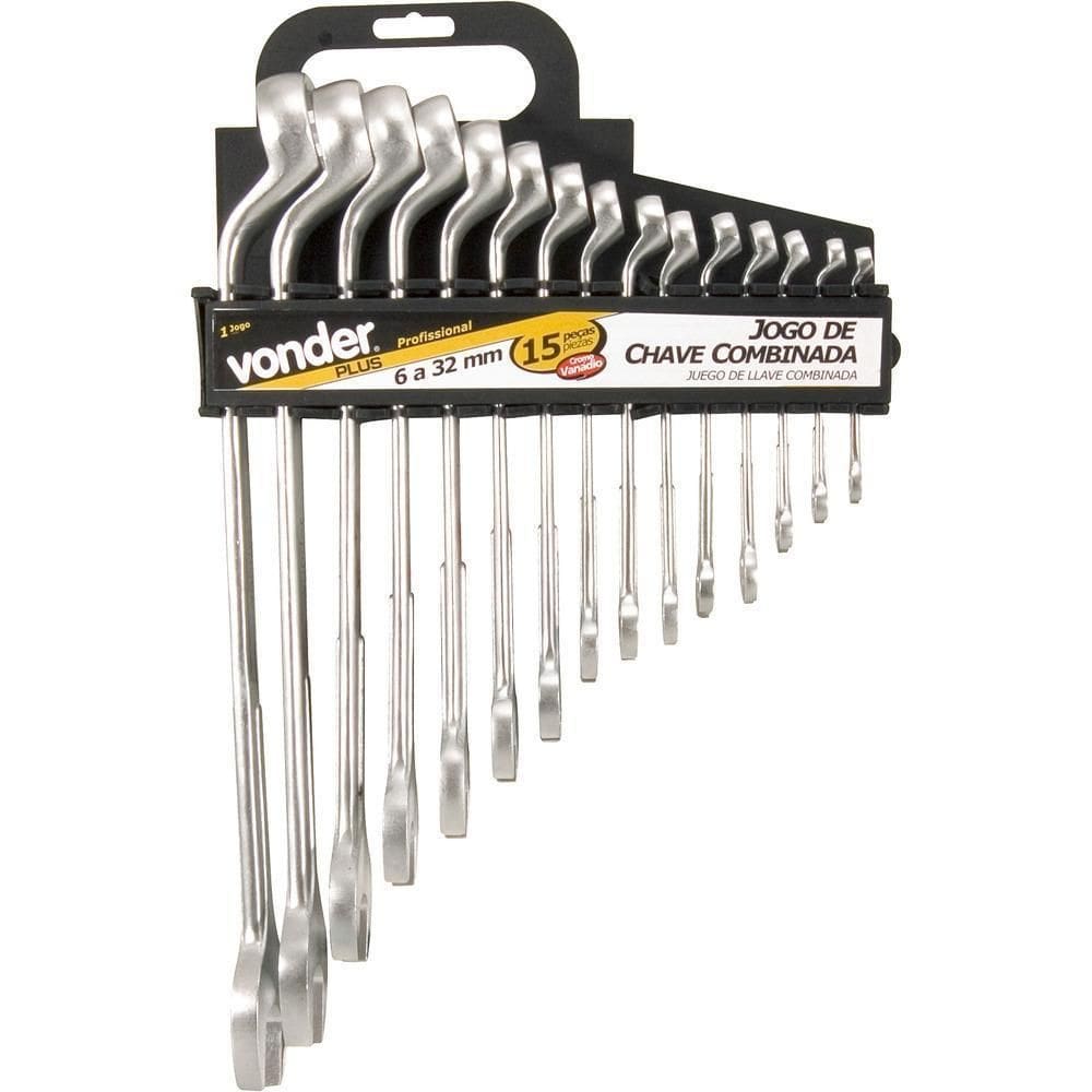 Jogo Chave Combinada 6-32Mm Cromo Vanádio Fosco Com 15 Peças