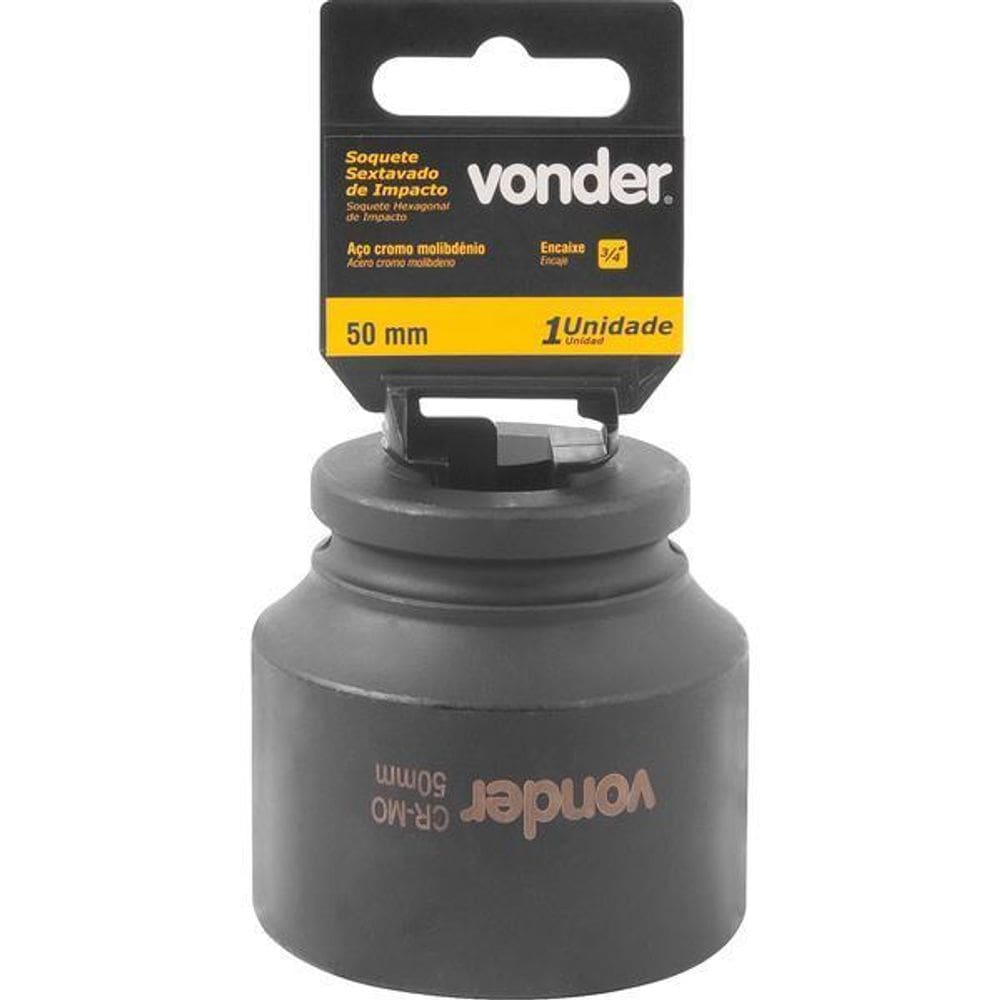 Soquete Sextavado De Impacto Enc 3/4 50Mm Aço Cromo Vonder