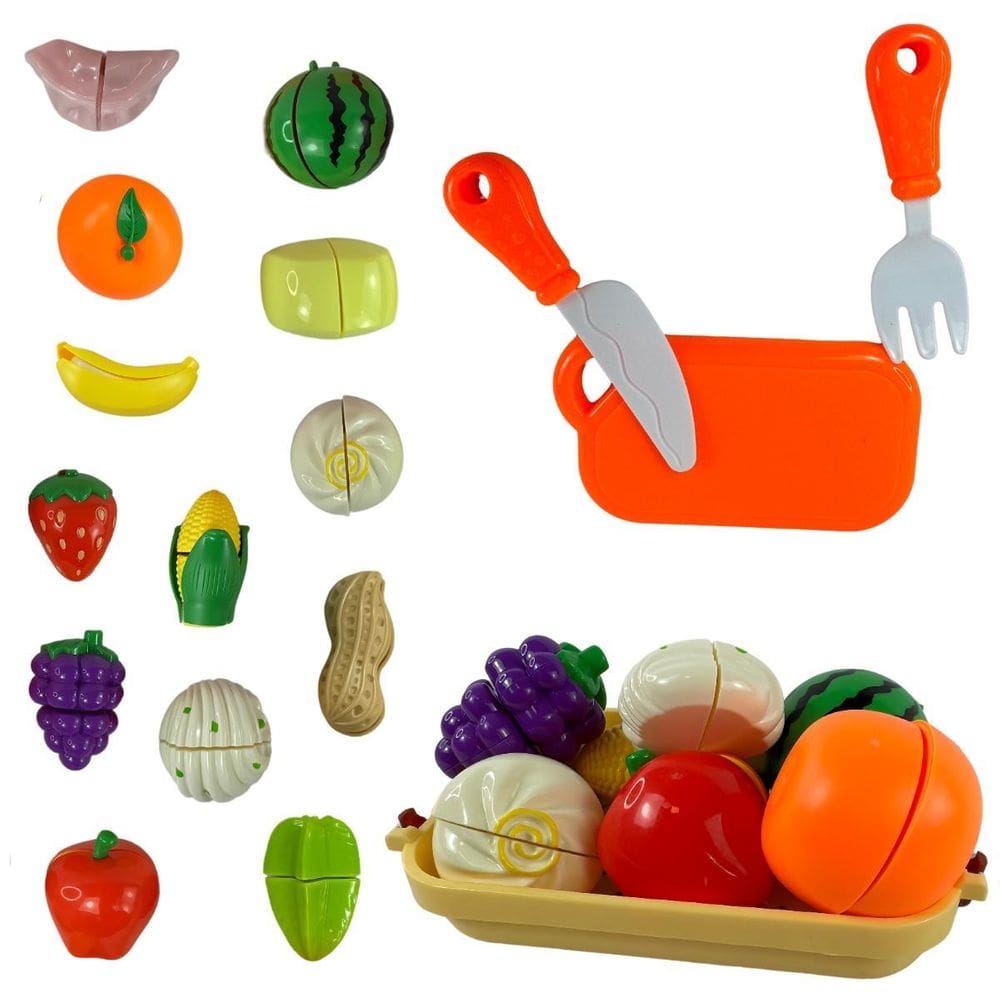 Cesta Frutas Legumes Brinquedo Interativo 19 Peças Castela
