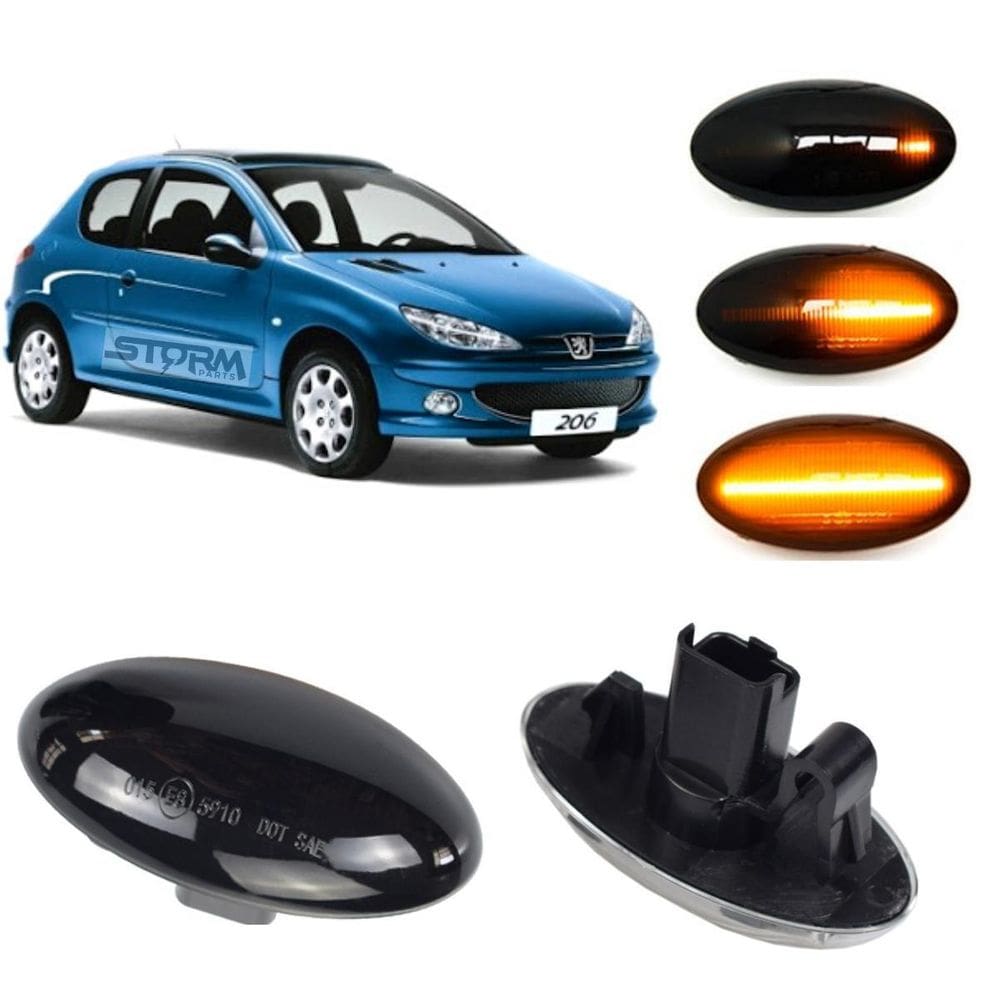Par De Seta Pisca Dinâmica Peugeot 206 Lâmpada Led Para-Lama