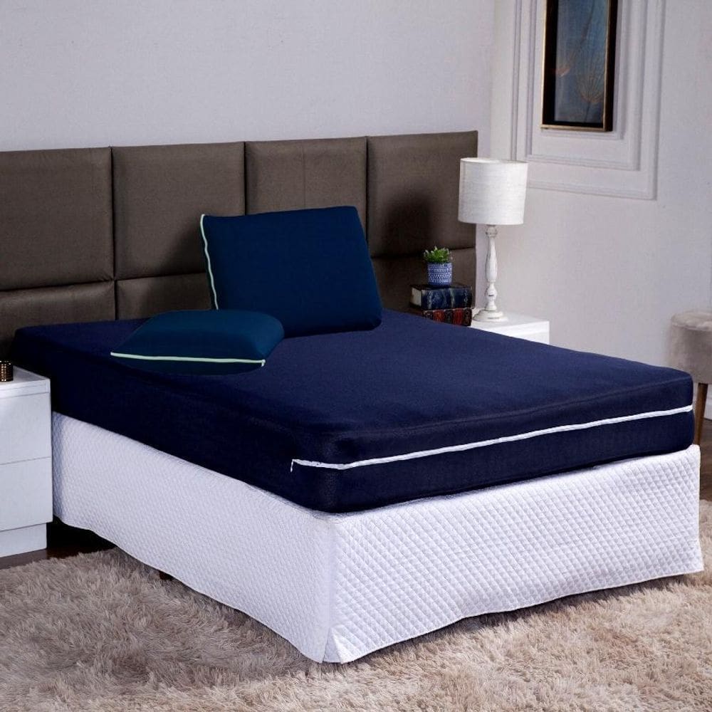 Capa Colchão Viuva Solteirão 28Cm + Fronha Protetor Zíper