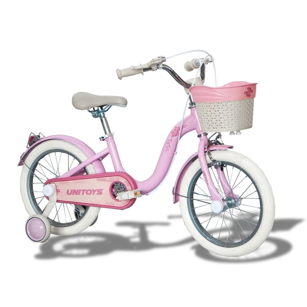 Bicicleta Infantil Rosa aro 16 retrô com rodinhas e cestinha