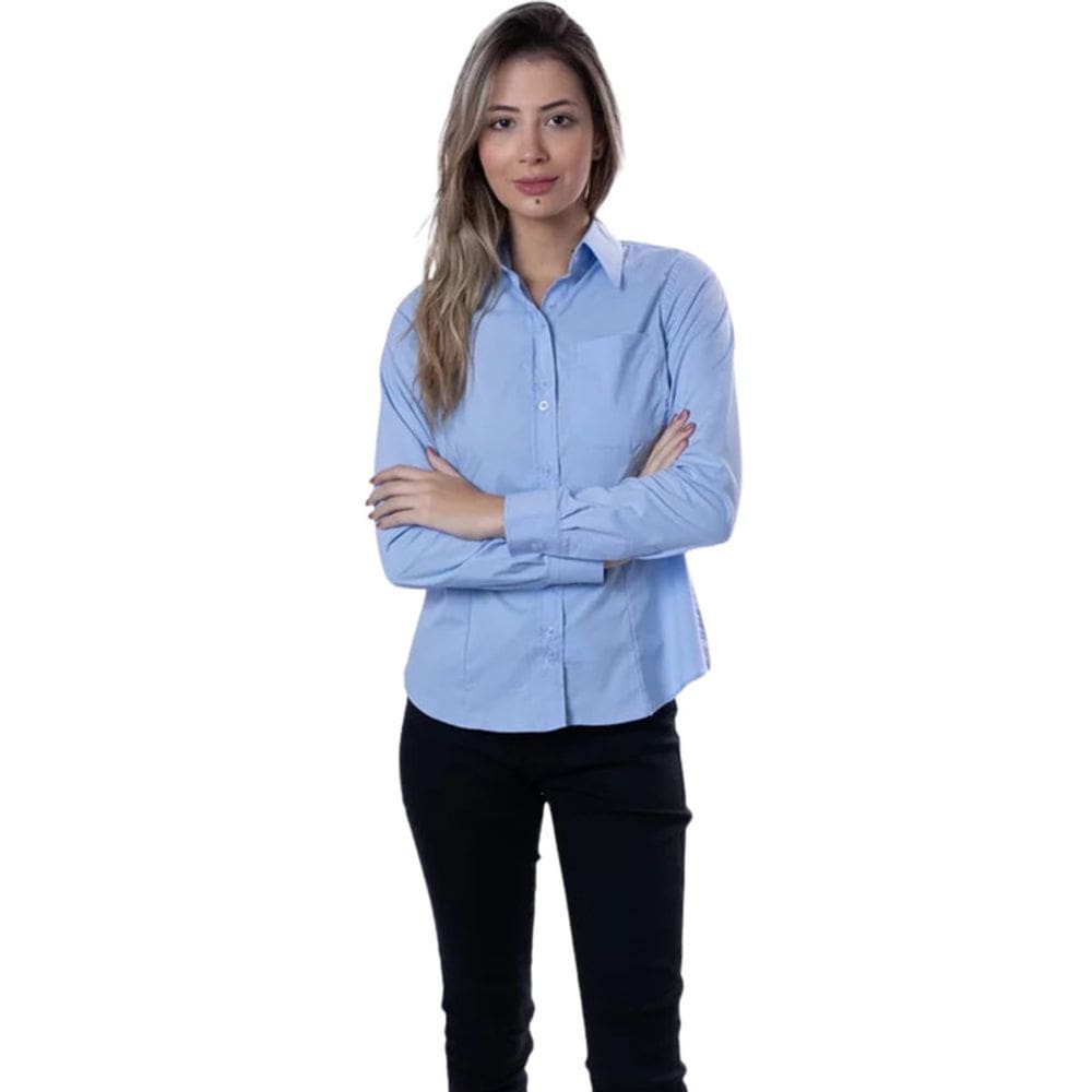 Camisete Unioffice Manga Longa Azul