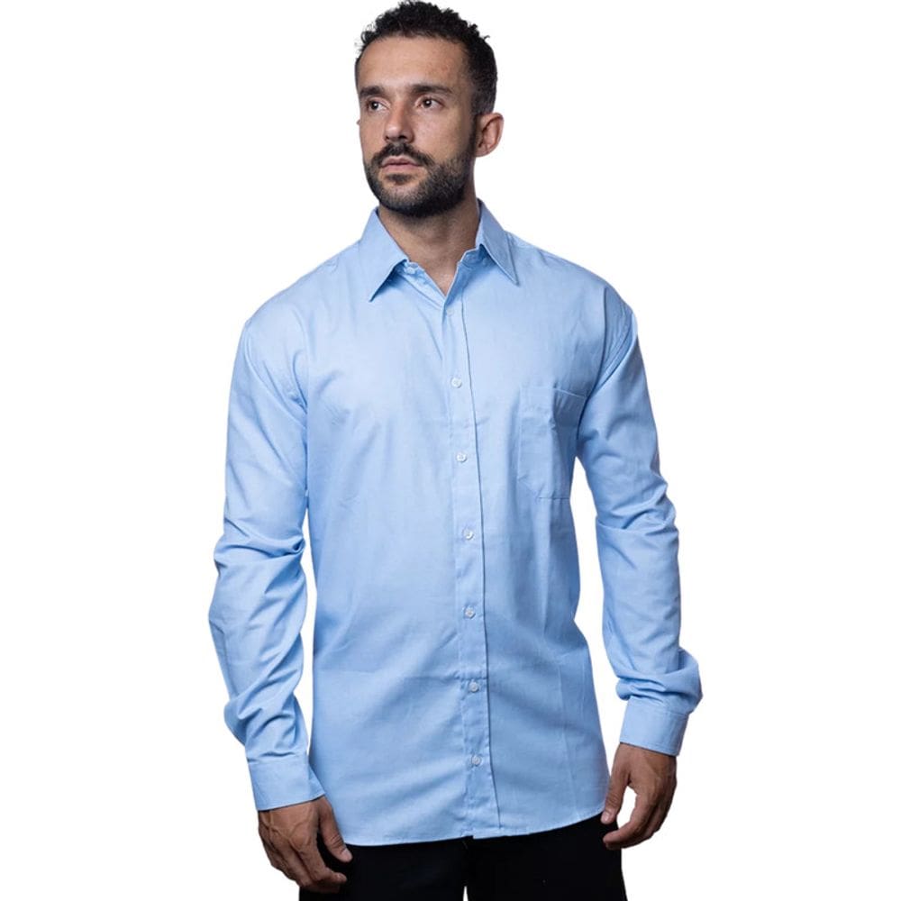 Camisa Social Unioffice Manga Longa Azul