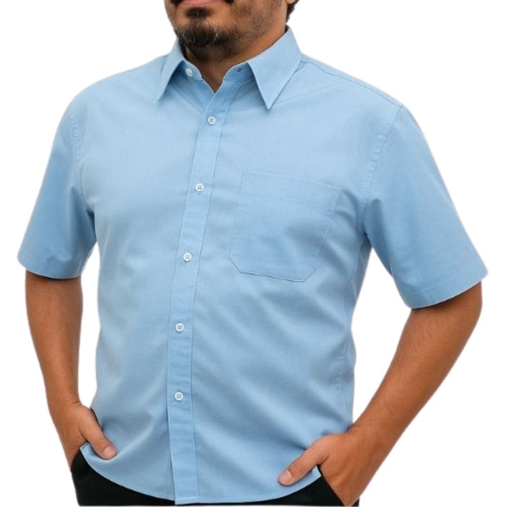 Camisa Social Unioffice Manga Curta Azul
