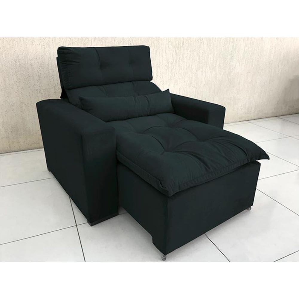 Sofá Retrátil Reclinável 1,10 m Preto 204 Zeus