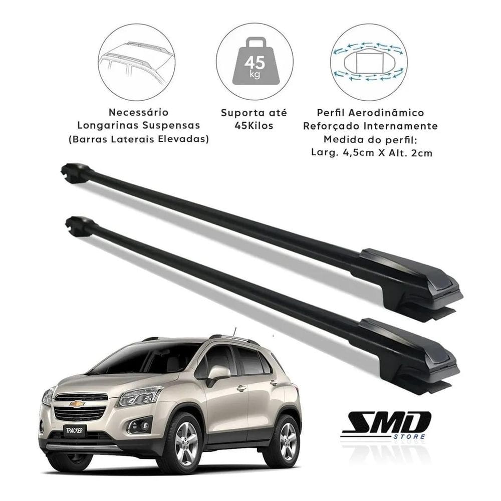 Rack Travessa Teto Gm Tracker 2001 A 2012 Aluminio Preto