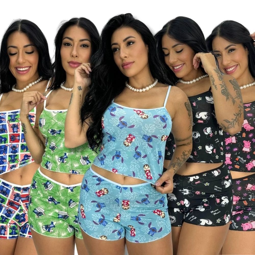 Pijama Feminino Microfibra Somellos Estampas Variadas P ao GG