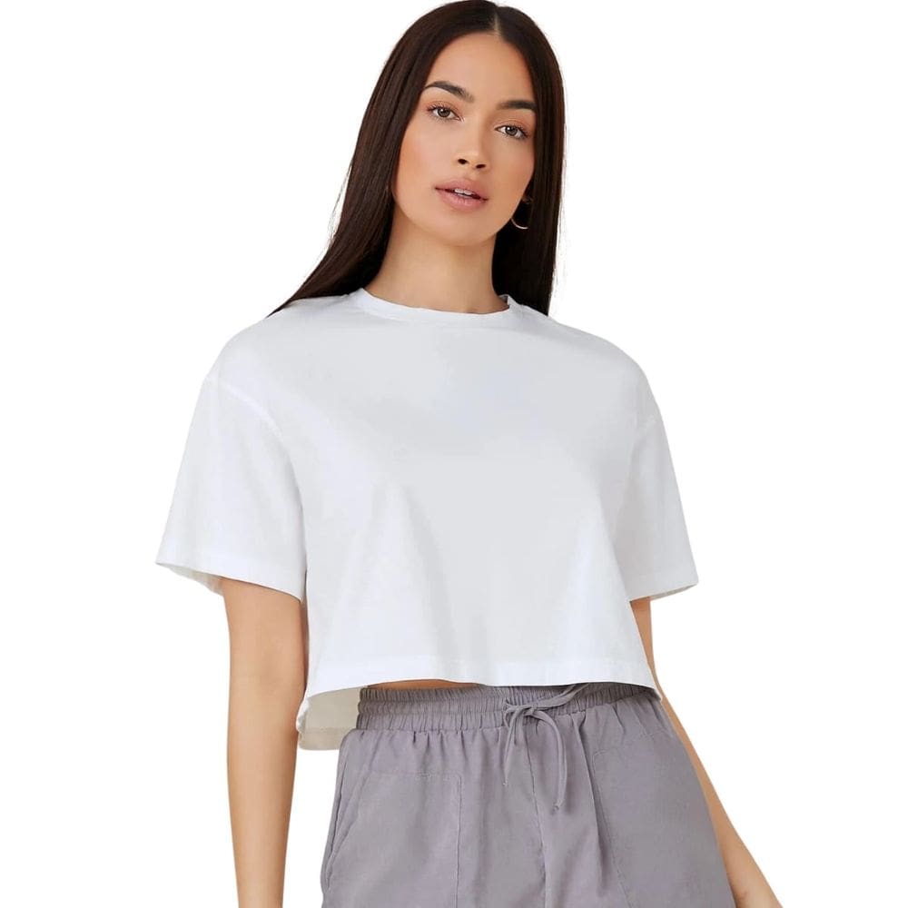 Camiseta Cropped Oversized Algodão Premium Branca