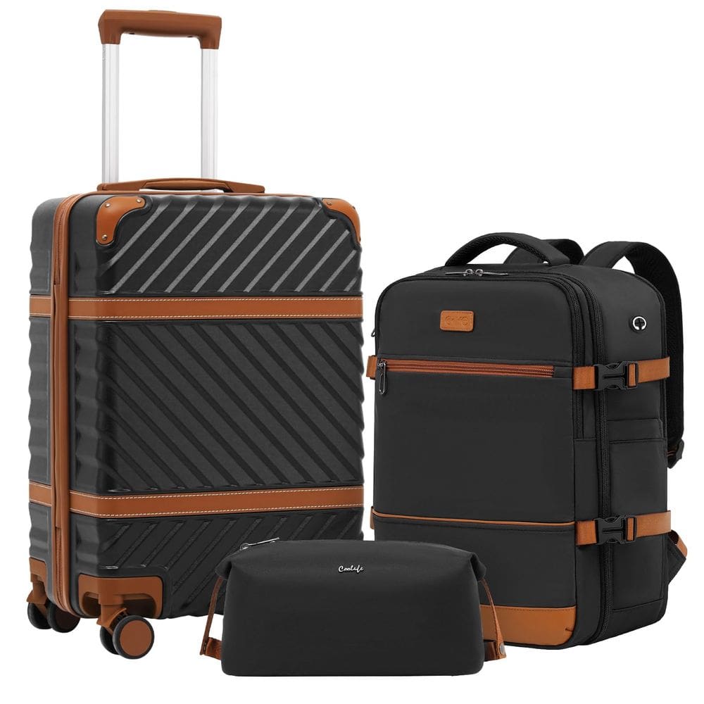 Conjunto de bagagem Coolife PC Hardshell com rodas giratórias TSA Lock