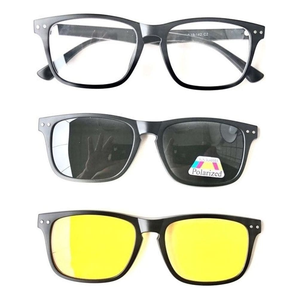 Armação De Óculos + 2 Lentes Clip On Noturna E Solar 2297 Pr