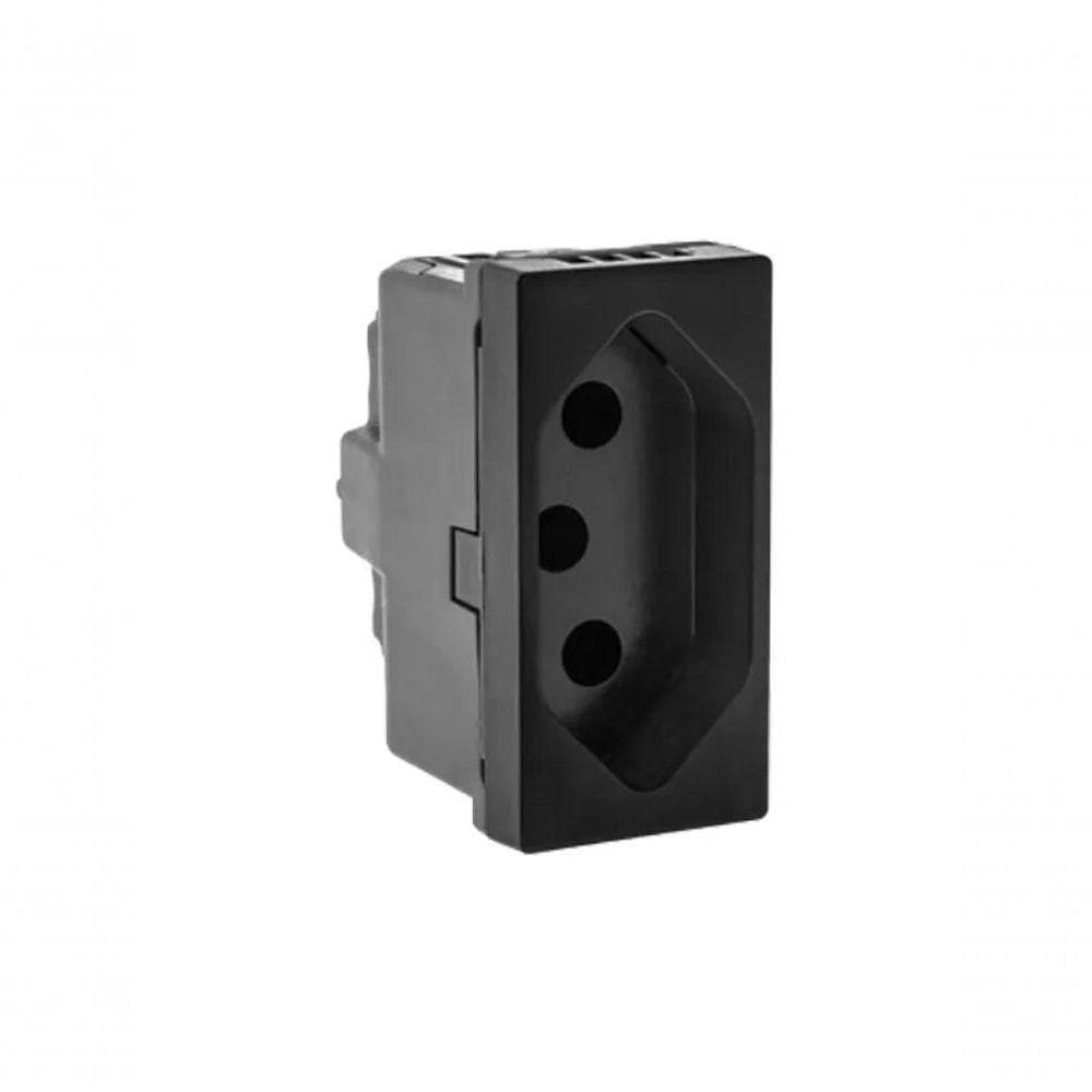 Tomada 2p+t 10a 250v B. Automatico 1m Preta 615038pt