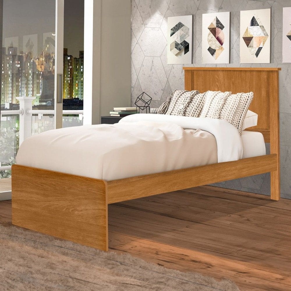 Cama de Solteiro Tijucas Natural - Pnr Móveis