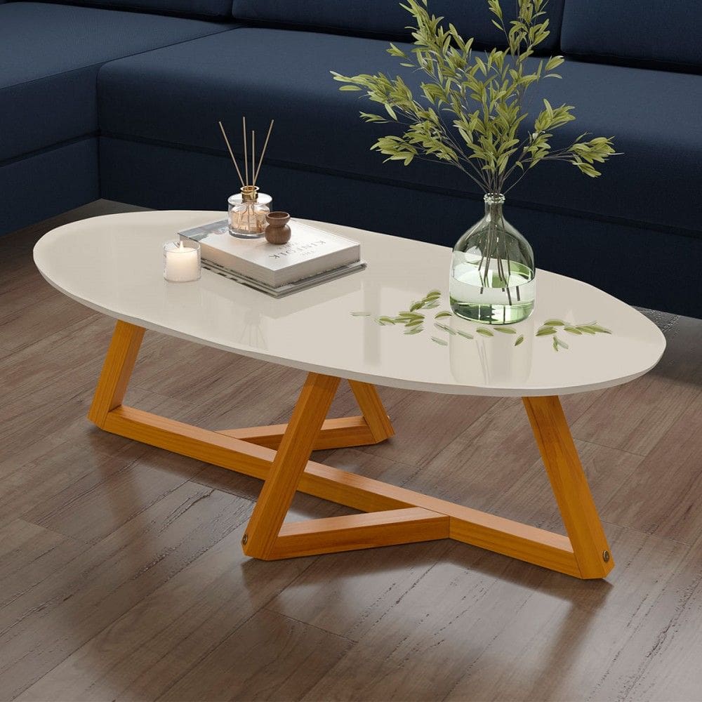 Mesa de Centro Campestre Off White/Natural - Pnr Móveis