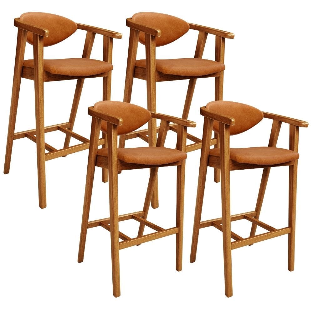 Kit 4 Banquetas Alta Para Cozinha Bancada Bar Sala de Jantar Fixa Cecília L02 Couríssimo Canela - Lyam Decor