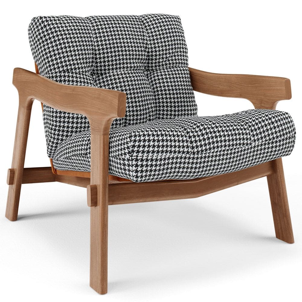 Poltrona Decorativa Fixa Para Sala Living Ikary L02 Canela Pied Poule - Lyam Decor