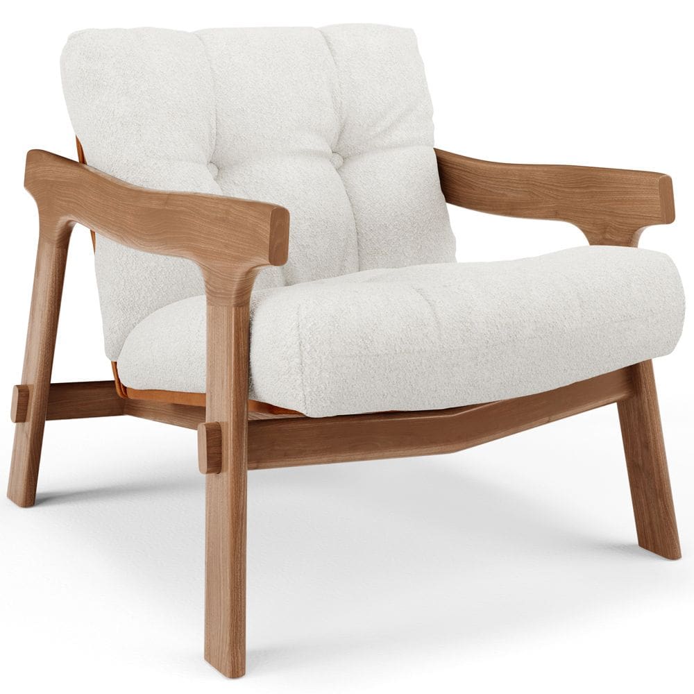 Poltrona Decorativa Fixa Para Sala Living Ikary L02 Canela Prime Bouclê Branco - Lyam Decor