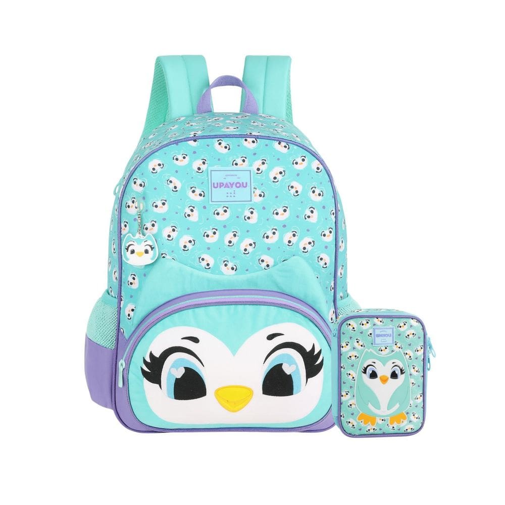 Kit Escolar Up4You Mochila Costas + Estojo Box - Verde