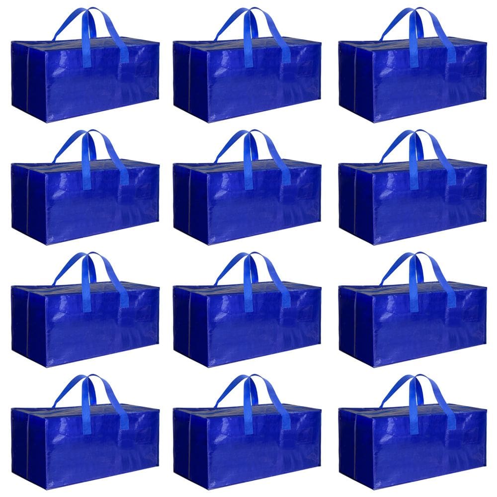 Moving Bags Simple Deluxe, pacote com 12 unidades, extra grandes com alças azuis