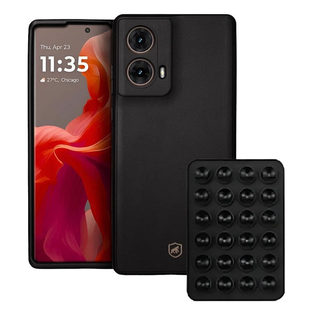 Kit Capa Silicon Veloz para Motorola Moto G85 5G +  Ventosa - PRETA - Gshield
