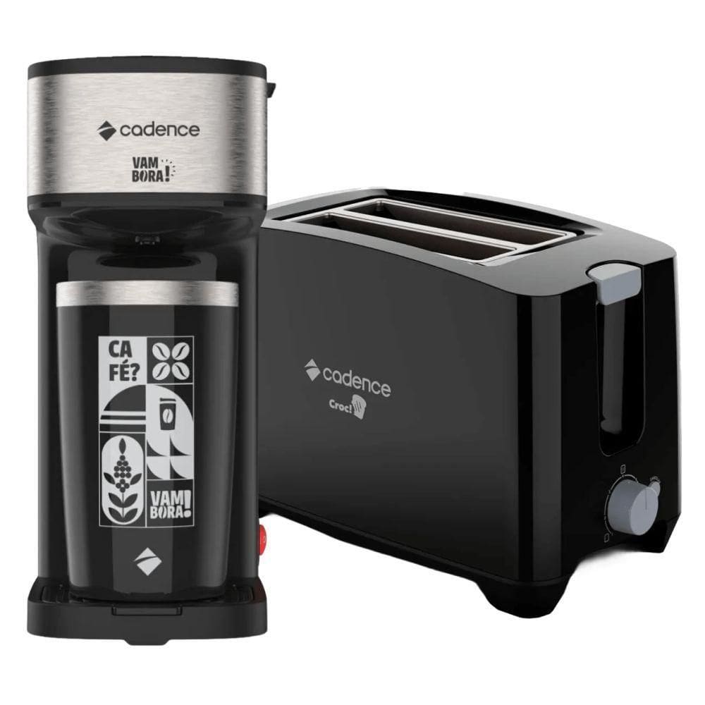 Kit Black Cadence - Cafeteira Vambora E Torradeira Croc 110V