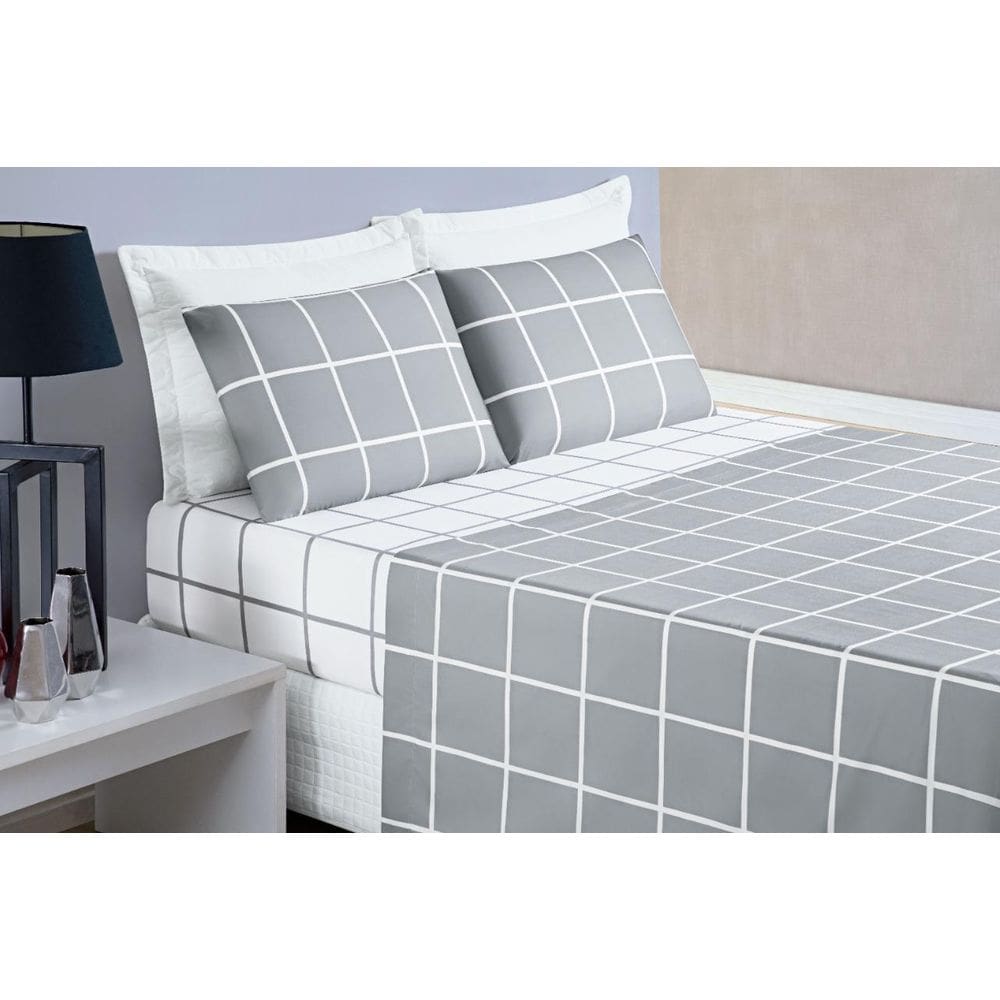 Roupa Cama Solteiro Menino Menina Austin 200 Fios Cinza