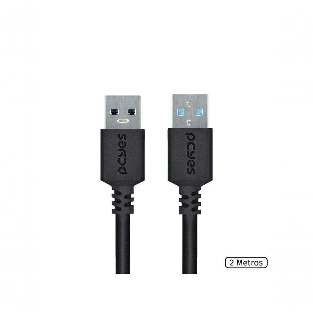 Cabo De Dados Usb A 3.0 Macho Para Usb A 3.0 Macho 28awg Puro Cobre 2 Metros - Puam3-2